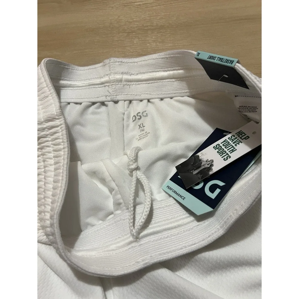 NWT‎ Girls DSG Basketball Shorts White Size XL Youth Kids Unisex Drawstring New